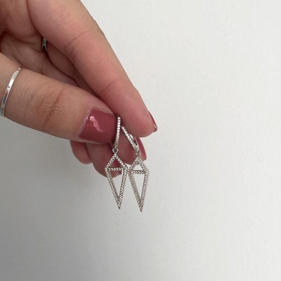 Sterling silver geometric CZ dangle earrings - Picture 1 of 3